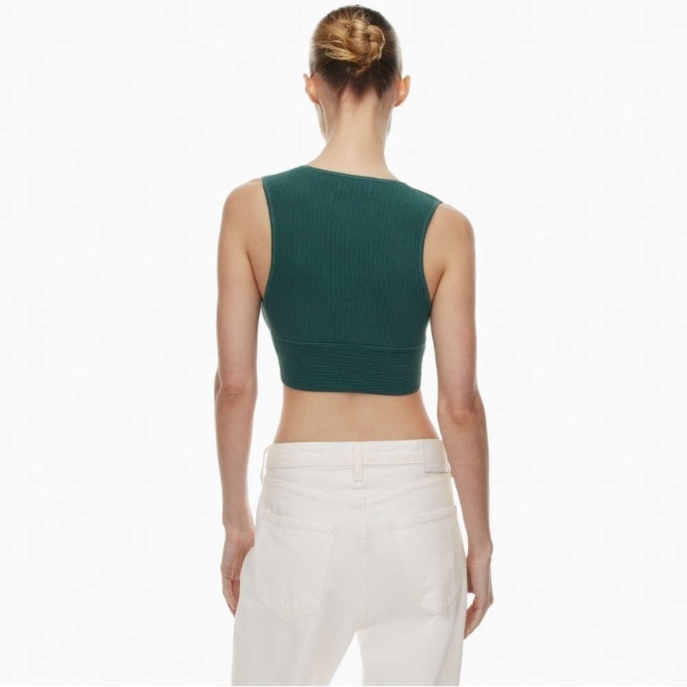 NWT ARTIZIA x BABATON Sculpt Knit Deep V Neck Green Tank Size Large - Picture 4 of 10